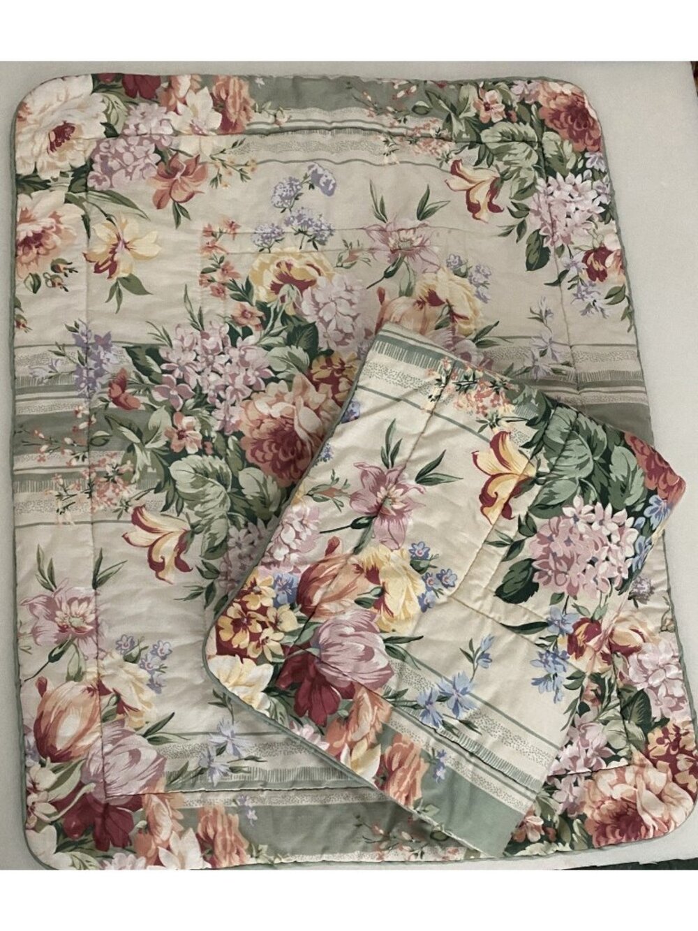2 Matching Vintage Croscill Floral Pillow Shams 24” X 31”